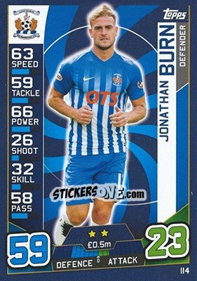 Cromo Jonathan Burn - SPFL 2016-2017. Match Attax n. 114 - Topps