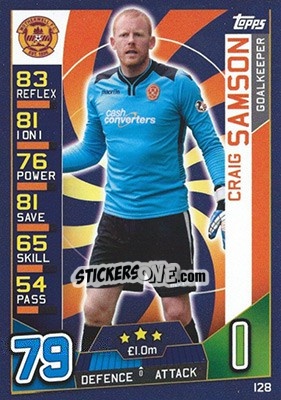 Sticker Craig Samson - SPFL 2016-2017. Match Attax n. 128 - Topps