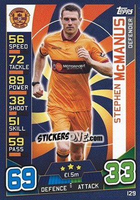 Sticker Stephen McManus - SPFL 2016-2017. Match Attax n. 129 - Topps