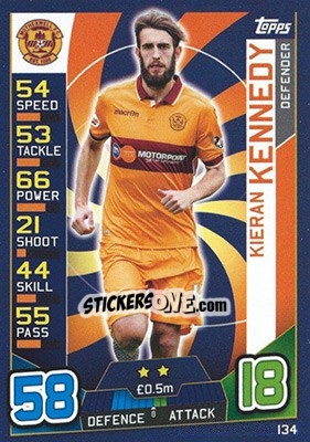 Sticker Kieran Kennedy - SPFL 2016-2017. Match Attax n. 134 - Topps