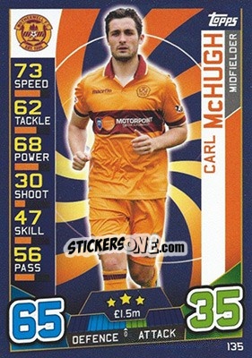 Sticker Carl McHugh - SPFL 2016-2017. Match Attax n. 135 - Topps