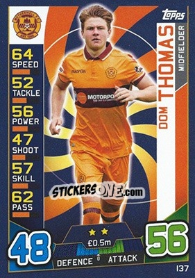 Sticker Dom Thomas - SPFL 2016-2017. Match Attax n. 137 - Topps