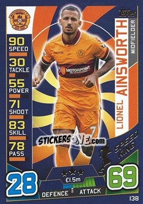 Sticker Lionel Ainsworth - SPFL 2016-2017. Match Attax n. 138 - Topps