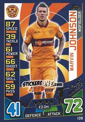 Sticker Marvin Johnson - SPFL 2016-2017. Match Attax n. 139 - Topps