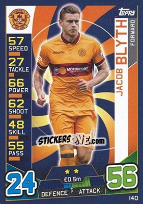 Sticker Jacob Blyth - SPFL 2016-2017. Match Attax n. 140 - Topps