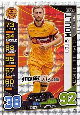 Sticker Louis Moult - SPFL 2016-2017. Match Attax n. 141 - Topps
