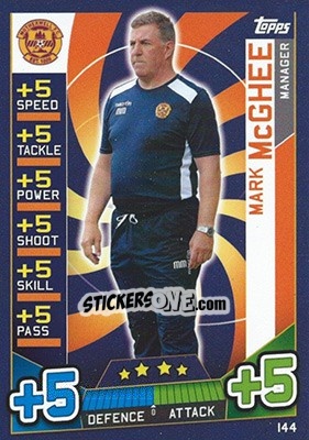 Sticker Mark McGhee - SPFL 2016-2017. Match Attax n. 144 - Topps