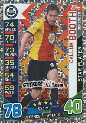 Sticker Callum Booth - SPFL 2016-2017. Match Attax n. 147 - Topps