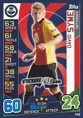 Sticker David Syme - SPFL 2016-2017. Match Attax n. 148 - Topps