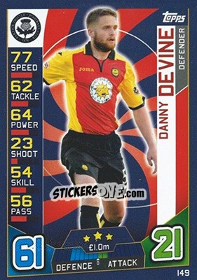 Sticker Danny Devine - SPFL 2016-2017. Match Attax n. 149 - Topps