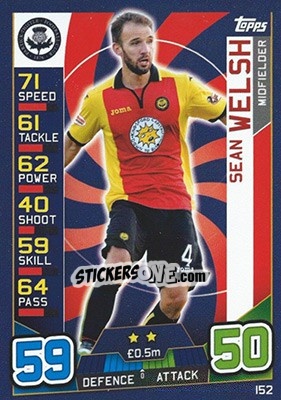 Sticker Sean Welsh - SPFL 2016-2017. Match Attax - Topps