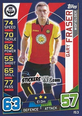 Sticker Gary Fraser - SPFL 2016-2017. Match Attax n. 153 - Topps