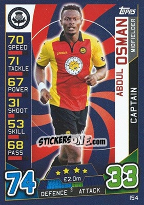 Sticker Abdul Osman - SPFL 2016-2017. Match Attax n. 154 - Topps