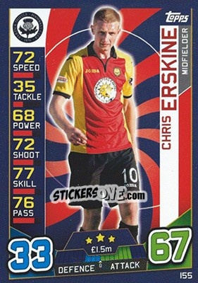Sticker Chris Erskine - SPFL 2016-2017. Match Attax n. 155 - Topps