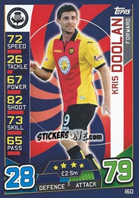Sticker Kris Doolan - SPFL 2016-2017. Match Attax n. 160 - Topps