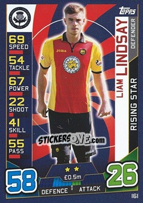 Sticker Liam Lindsay - SPFL 2016-2017. Match Attax n. 161 - Topps