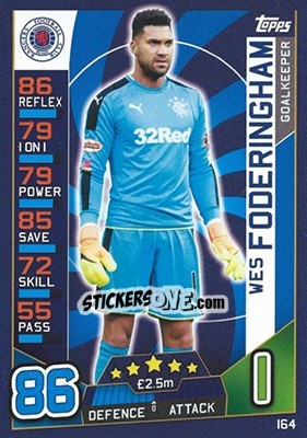 Sticker Wes Foderingham - SPFL 2016-2017. Match Attax n. 164 - Topps