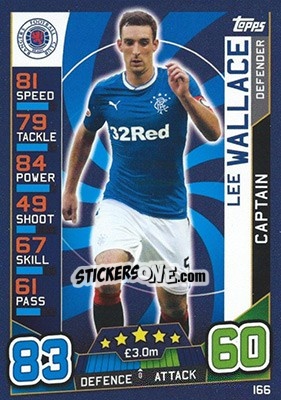 Sticker Lee Wallace - SPFL 2016-2017. Match Attax n. 166 - Topps