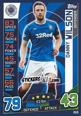 Sticker Danny Wilson - SPFL 2016-2017. Match Attax n. 168 - Topps