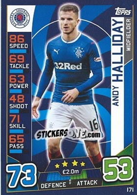 Sticker Andy Halliday - SPFL 2016-2017. Match Attax n. 171 - Topps
