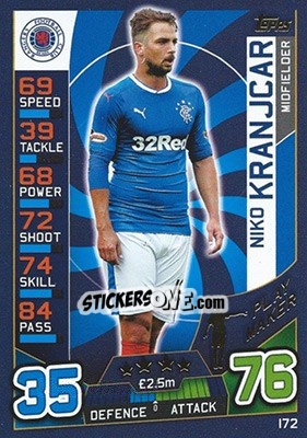 Sticker Niko Kranjcar - SPFL 2016-2017. Match Attax n. 172 - Topps