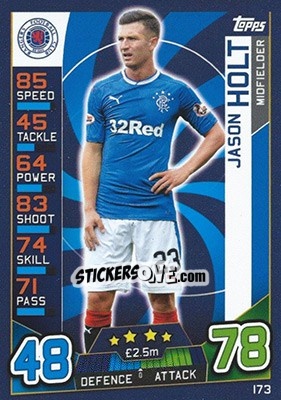 Sticker Jason Holt - SPFL 2016-2017. Match Attax n. 173 - Topps
