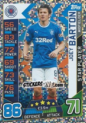 Sticker Joey Barton - SPFL 2016-2017. Match Attax n. 174 - Topps