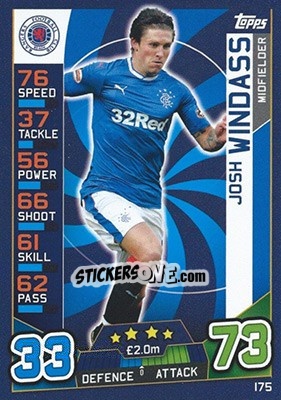 Sticker Josh Windass - SPFL 2016-2017. Match Attax n. 175 - Topps