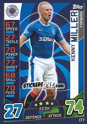 Sticker Kenny Miller - SPFL 2016-2017. Match Attax n. 177 - Topps