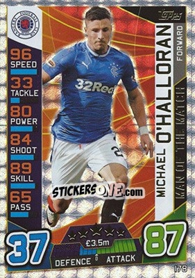 Sticker Michael O'Halloran - SPFL 2016-2017. Match Attax n. 178 - Topps