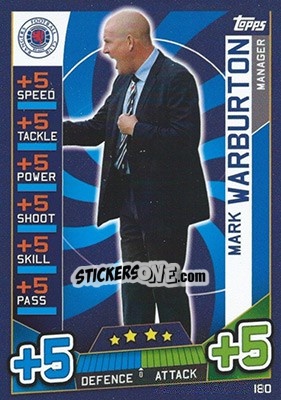 Sticker Mark Warburton - SPFL 2016-2017. Match Attax n. 180 - Topps