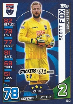 Sticker Scott Fox - SPFL 2016-2017. Match Attax n. 182 - Topps