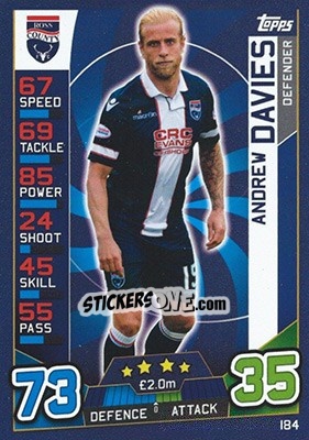 Sticker Andrew Davies - SPFL 2016-2017. Match Attax n. 184 - Topps