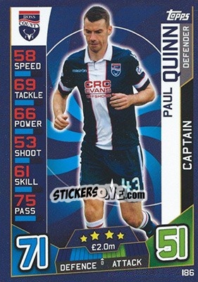 Sticker Paul Quinn - SPFL 2016-2017. Match Attax n. 186 - Topps