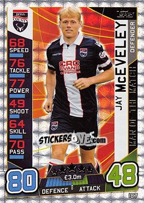 Sticker Jay McEveley - SPFL 2016-2017. Match Attax n. 187 - Topps