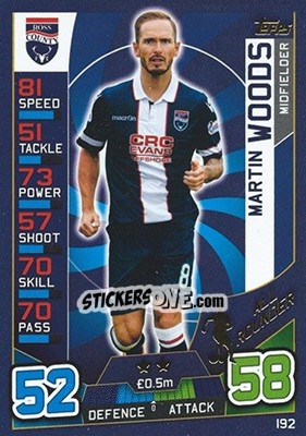 Sticker Martin Woods - SPFL 2016-2017. Match Attax n. 192 - Topps