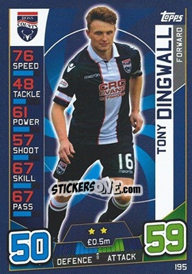 Sticker Tony Dingwall - SPFL 2016-2017. Match Attax n. 195 - Topps