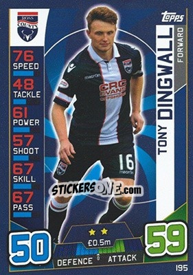 Cromo Tony Dingwall - SPFL 2016-2017. Match Attax - Topps