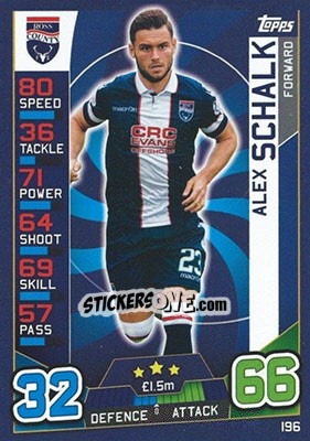 Sticker Alex Schalk - SPFL 2016-2017. Match Attax n. 196 - Topps