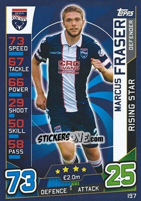 Sticker Marcus Fraser - SPFL 2016-2017. Match Attax n. 197 - Topps