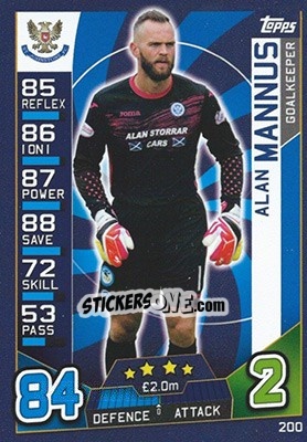 Sticker Alan Mannus - SPFL 2016-2017. Match Attax n. 200 - Topps