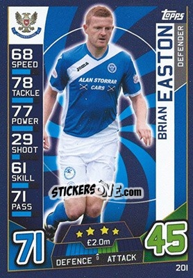 Sticker Brian Easton - SPFL 2016-2017. Match Attax n. 201 - Topps