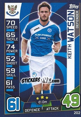 Sticker Keith Watson - SPFL 2016-2017. Match Attax n. 202 - Topps