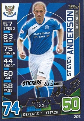 Sticker Steven Anderson - SPFL 2016-2017. Match Attax n. 205 - Topps