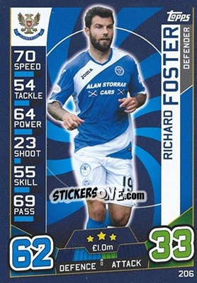 Sticker Richard Foster - SPFL 2016-2017. Match Attax n. 206 - Topps