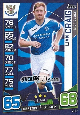 Sticker Liam Craig - SPFL 2016-2017. Match Attax n. 207 - Topps