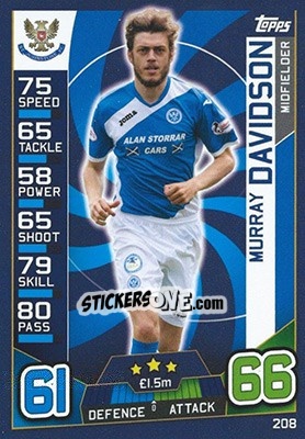 Sticker Murray Davidson - SPFL 2016-2017. Match Attax n. 208 - Topps