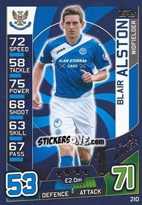Sticker Blair Alston - SPFL 2016-2017. Match Attax n. 210 - Topps