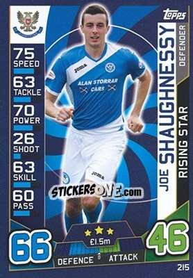 Sticker Joe Shaughnessy - SPFL 2016-2017. Match Attax n. 215 - Topps