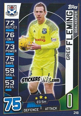 Sticker Greg Fleming - SPFL 2016-2017. Match Attax n. 218 - Topps